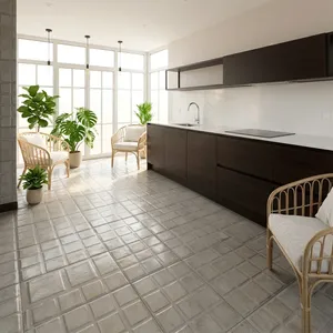 Azulejos de Pared de Porcelana Esmaltada Gris de 20x20 cm, con Patrón Geométrico, Acabado Mate, para Interiores Decorativos, Marca Fly Zone Puzzle - Product Image 1