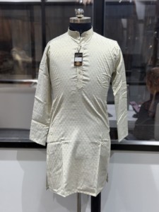 Exquisite Silver Jacquard <b>Men</b>’s Sherwani <b>Kurta</b> Indian Pakistan Woven Ethnic Suit for Formal Reception & Party Wear Wholesale - Product Image 1