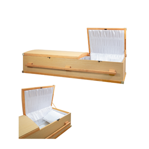 DSP LTD Vietnam-conçu en bois naturel Style américain pliable couvercle en arc poignée cercueil adulte fournitures funéraires sépultures européennes - Product Image 4