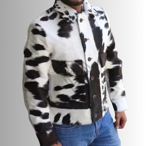 2025 meilleure vente haute rue hommes vache cheveux cuir veste Original lourd hiver manteau respirant vache cheveux cuir veste - Product Image 3
