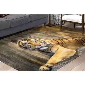 Tapis imprimé motif tigre : bureau, man cave, décoration extérieure, tapis en velours - Product Image 1