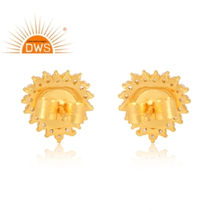 Meilleure vente en argent sterling plaqué or 18 carats naturel Cz & arc-en-ciel pierre de lune pierre gemme boucle d'oreille Demi fabrication de bijoux fins - Product Image 4
