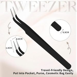 Pinzas para Extensión de Pestañas 3D de Acero Inoxidable Color Negro, Pinzas para Cejas y Pestañas, Artículos de Belleza - Product Image 3