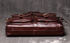 Alta calidad de lujo de cuero real azul marino computadoras Trolley Bag con correa para el hombro Laptop Sleeve Bag Handle Laptop Bag - Product Image 4