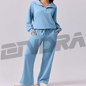 ชุดวอร์มสีฟ้าครึ่งซิปสำหรับผู้หญิง ดีไซน์เข้ารูปสวมใส่สบาย เหมาะสำหรับออกกำลังกาย แฟชั่นสตรีทแวร์ ท่องเที่ยว ให้ลุคแฟชั่นตลอดวัน - Product Image 2