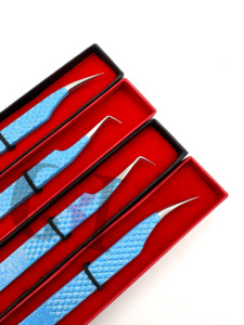 Haute qualité glace bleu poudre revêtement Isolation 90 degrés côté arrière diamant argent paillettes Extension de cils pince à épiler outil de beauté - Product Image 4