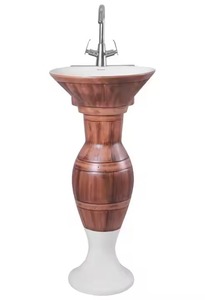 Lavabo sur pied rectangulaire en céramique rouge classique avec dauphin brillant pour salle de bain vanité hôpital et villa utiliser un design moderne - Product Image 5