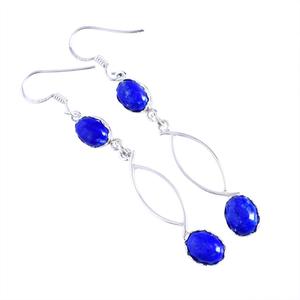 Pendientes colgantes de Plata de Ley 925, lapislázuli, joyería de piedra de nacimiento, regalos de San Valentín, joyería nupcial de aniversario - Product Image 1