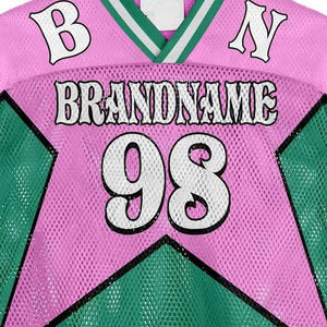 BRANDNAME Men's Pink Green Sporty Jersey Short Sleeve <b>V</b>-Neck Breathable Mesh T-Shirt Regular <b>Fit</b> With Pattern Number 98 - Product Image 3