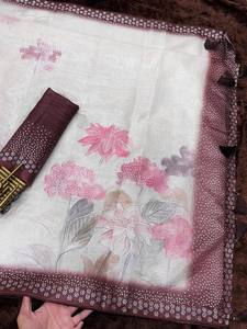 Nouveautés Saree et chemisier imprimés numériques Taspa Silk Dual Color Position Sequin Work For Women's Wedding Wear - Product Image 2