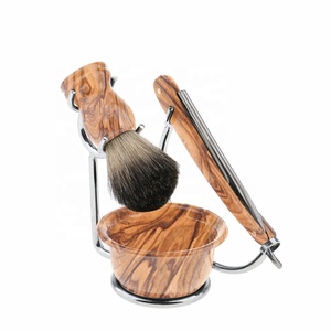 Juego de Brochas de Afeitar de Pelo de Ardilla de Alta Calidad con Tazón de Metal para Hombres - Product Image 1