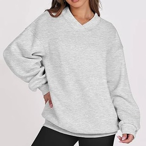 2025 grande taille goutte épaule surdimensionné personnalisé col en V femmes sweats à capuche femmes sweat-shirt femmes - Product Image 4
