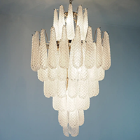 Grand Lustre de Luxe Italien Vintage Murano Transparent Lustre en Verre Luminaires pour Villa Lounge