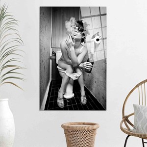 Printed Canvas Decor: Smoking <b>Woman</b> <b>Nude</b> Sensual Stained Glass <b>Art</b>,TEMPERED GLASS <b>ART</b> - Product Image 1