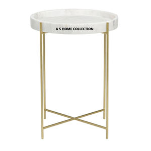 Mesa auxiliar de acrílico Lucite con patas de metal dorado transparente personalizado con nueva forma - Product Image 5