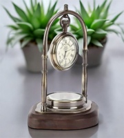 Horloge de table vintage en laiton, métal, socle en marbre, montre de poche antique, horloge de bureau faite à la main, décoration de la maison, design art déco, batterie