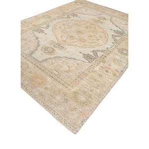 พรมขนสัตว์ถักมือขนาดใหญ่ลายเหรียญรางวัลสีเบจและสีน้ำตาลสำหรับตกแต่งห้องนั่งเล่น-Skwl-363 - Product Image 2