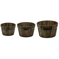 Décor de ferme en bois d'acacia whisky baril jardinière Pot de plante en bois durable prix de gros du Vietnam
