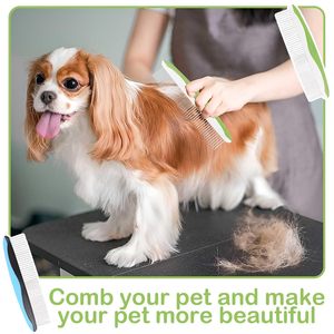 Simple Design Dog Grooming Combs with Stainless Steel Teeth & Non-Slip Handle Metal Dog Comb for Hair Removal <b>Matting</b> - Product Image 6