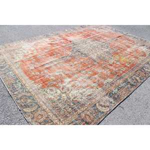 พรมตุรกี ขนาดใหญ่พิเศษ 8.9x12.3 ฟุต พรมวินเทจ พรมขนสัตว์สีแดงลายนามธรรม - Product Image 2