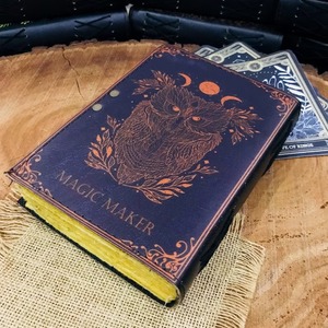 Diario de cuero de búho hecho a mano Grimoire espiral encuadernado sillín cosido - Product Image 2