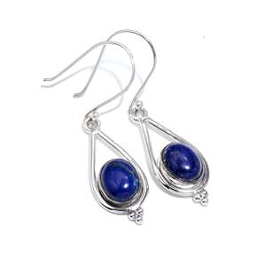 Pendientes Colgantes de Plata de Ley 925 con Piedra Preciosa de Lapislázuli de Corte Ovalado, Joyería Romántica y Elegante para Mujer, para Fiestas y Regalos - Product Image 4