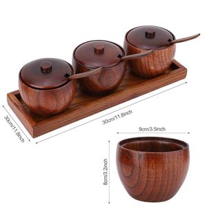 Contenedor de madera hecho a mano para condimentos con tapa, tarro de almacenamiento de especias y salsa natural, caja de madera para condimentos, ideal para sal de bajo costo - Product Image 6