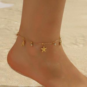 Bracelet de cheville en acier inoxydable plaqué or, élégant et simple, avec personnalisation multi-perles - Product Image 5