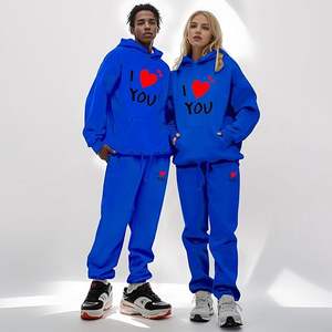 Conjunto Deportivo Personalizado para Parejas, Día de San Valentín 2026 |   Sudadera con Capucha y Pantalones Deportivos de Felpa 100% Algodón para Hombre y Mujer | - Product Image 1