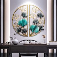 Décoration murale Art Déco sur mesure en laiton moulé, motif grande feuille, fil soudé, cadre thermolaqué, design indien, or et noir, best-seller