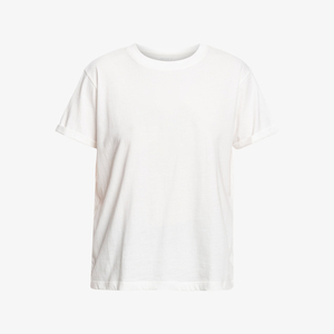 T-shirt uni blanc 100% coton pour femmes, col rond, manches courtes, couleur unie, streetwear, vente en gros OEM, logo personnalisé, t-shirt basique décontracté - Product Image 5