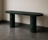 Table basse élégante en marbre vert Table d'appoint luxueuse en pierre naturelle pour le salon, le couloir et la décoration intérieure contemporaine.