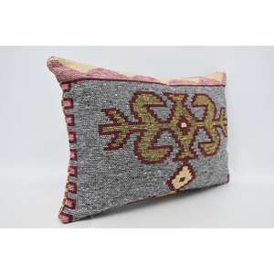 Red Vintage Wool <b>Bolster</b> <b>Pillow</b> 16x24 Inches Traditional Patterned Woven Non-Slip Eco-Friendly Removable Washable Decorative - Product Image 3