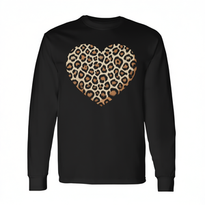 Camiseta de manga larga con estampado de leopardo y corazón de guepardo, cuello redondo, unisex, para adultos, ropa de moda - Product Image 2