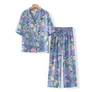 Femmes Floral doux décontracté maison porter 2024 confort ensemble femme mince vêtements de nuit - Product Image 1