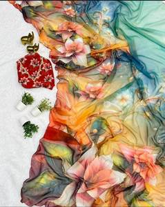 Beautiful Soft <b>Star</b> Georgette Silk Quick Dry Party Wear <b>Mirror</b> Work Saree Collection for Graduation - Product Image 5