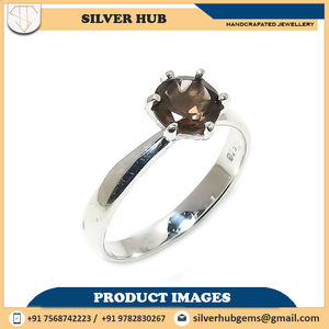 925 argent Sterling massif magnifique pierre précieuse de Quartz fumé fait à la main bagues de bijoux fins en gros OEM pierre de naissance fournisseur indien - Product Image 4