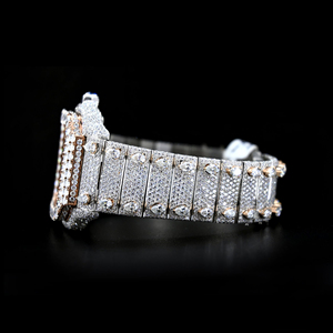 Precio confiable Iced Out VVS Clarity Moissanite Diamond Studded Oyester Reloj analógico de edición limitada de acero inoxidable blanco completo - Product Image 2