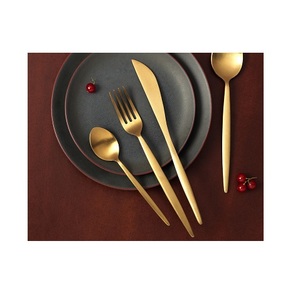 Juego de cubiertos de diseño de lujo para decoración, juego de cubiertos dorados de acero inoxidable para boda y Hotel, gran oferta - Product Image 1