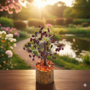 Superbe arbre d'agate incroyable 60 puces grenat pierre cristal Figurine décor à la maison amour Chakra Feng Shui pierre semi-précieuse artisanat - Product Image 3