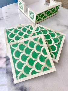 Sous-verre carré bohème en incrustation d'os, fait main, écologique, design artisanal traditionnel pour protéger les tables contre le chaud et le froid - Product Image 4