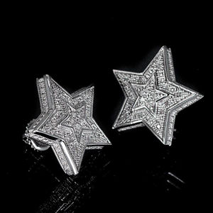 925 Sterling Silver Iced Moissanite Diamond Stud <b>Earrings</b> VVS <b>Screw</b> <b>Back</b> with <b>Gold</b> Plating Cute Style for Women's Gift - Product Image 4