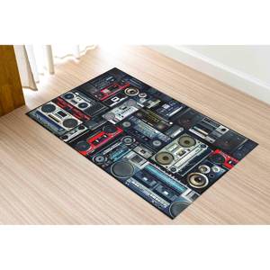Tapis imprimé rétro avec motif de cassette audio pour la décoration de la salle de jeux des hommes, du bureau ou de la maison, tapis fin non tissé - Product Image 2