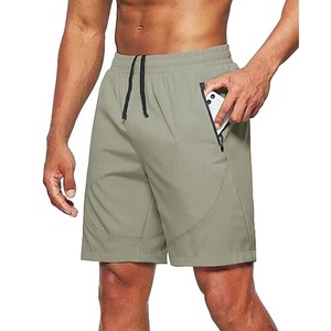 Pantalones cortos deportivos atléticos de calle alta para hombre cintura elástica transpirable de punto personalizable servicio OEM colores sólidos al por mayor 2025 - Product Image 2