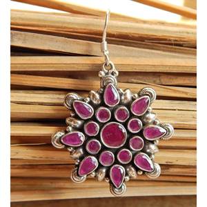 Boucles d'oreilles en rubis naturel faites à la main en argent sterling 925 avec finition or rose cadeau élégant pour Her-E0695-GS - Product Image 2