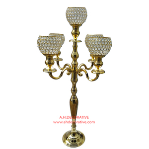 Candelabros hechos a mano para decoración de centro de mesa de Metal de diseño de lujo con acabado antiguo para decoración de eventos y bodas - Product Image 4