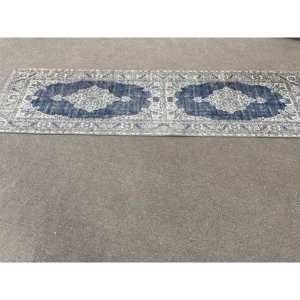 Tapis imprimé floral, antidérapant, intérieur, style bohème, style persan, bleu marine, tapis en chenille - Product Image 1