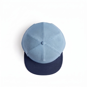 Structured 7 Panel Flat Brim Snapback <b>Cap</b> Light <b>Blue</b> <b>Navy</b> Contrast Hat Wholesale Custom Logo High Quality OEM ODM Low MOQ - Product Image 6