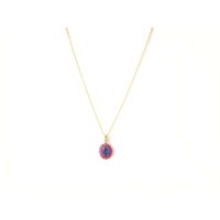 Azul zafiro rubí ovalado 14K Amarillo Blanco Rosa oro collar diamante perla Esmeralda forma de luna patrón para compromiso Mujer