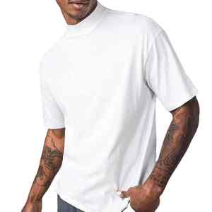 Offre Spéciale recadrée boîte Fit Vintage lourd col montant T-Shirt tricoté blanc t-shirts en gros Boxy Fit surdimensionné goutte épaule - Product Image 6